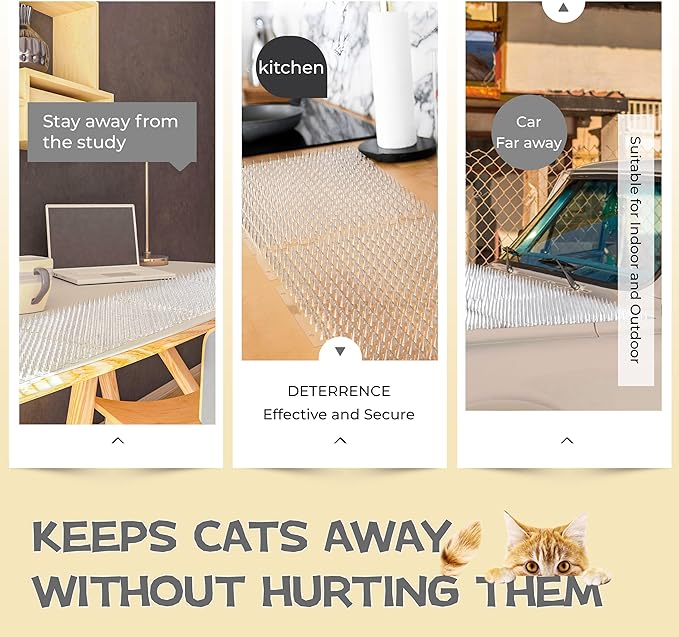 Bundle of 12 Pack Cat Scat Mat with Spikes and 12 Pack Cat Deterrent Mat Outdoor Indoor