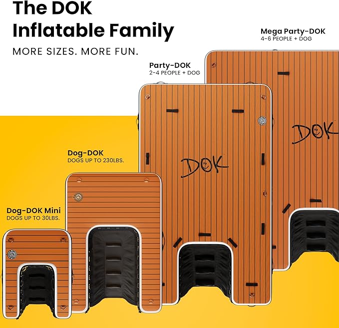 DOK Party-DOK Inflatable Dock Platform: Safe & Easy Water Access; Floating Non-Slip EVA Foam with Water Ramp for Pool, Dock, & Lake | Military Grade & High Visibility