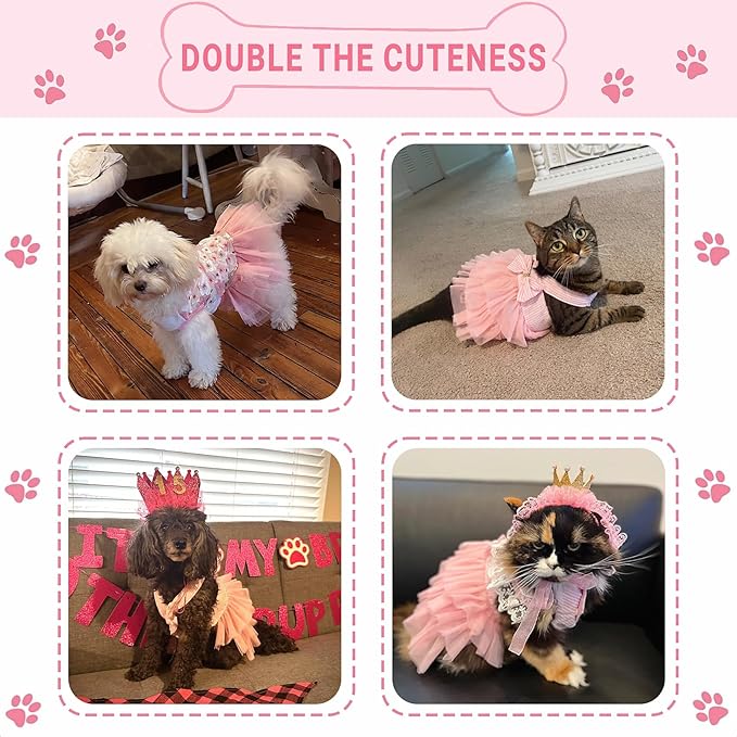 Dog Dresses, Fashion Pet Dog Clothes, Striped Mesh Puppy Dogs Princess Dresses (Purple/Pink(4pack), Large)