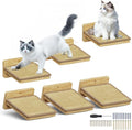 3Pcs 8"×7" Cat Wall Steps - Cat Stairs for Wall, Ladder Natural Wood with Fixtures,Turn Around or Climbing or Playing for Kittens and Adult Cats