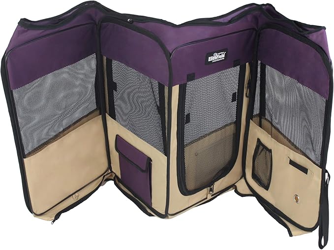 EliteField 2-Door Soft Pet Playpen (2 Year Warranty), Exercise Pen, Multiple Sizes and Colors Available for Dogs, Cats and Other Pets (62" x 62" x 30"H, Purple+Beige)
