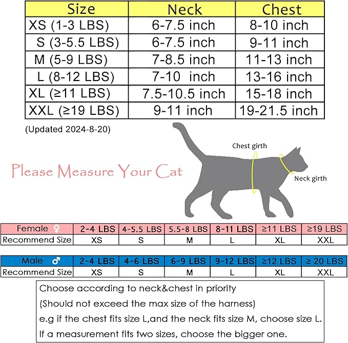 Cat Harness and Leash for Walking Escape Proof, Adjustable Cat Vest Harness, Padded Stylish Cat Walking Jackets, Pink Plaid, Extra Large