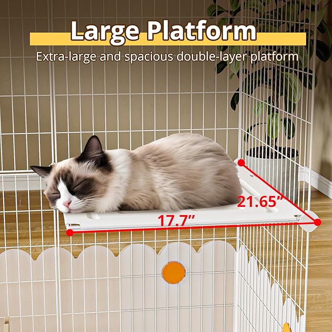 Oneluck Cat Cage Indoor On Wheels,Cat Kennel with Litter Box,35.5" L x 21.6" W x 44.4" H,Ideal for 1-3 Cats
