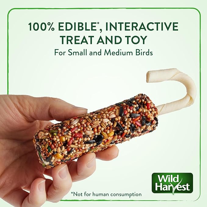 Wild Harvest Treat Stick with Tough Core for Small and Medium Birds, 1 oz Count, 100% Edible Interactive Treat and Toy Made with Rawhide Prepared Especially for Birds
