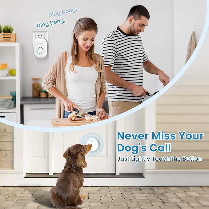 Dog DoorBell for Potty Training, Wireless Doggie Door Bell Operating at 1000 Feet with IP65 Waterproof Touch Button, 32 Melodies