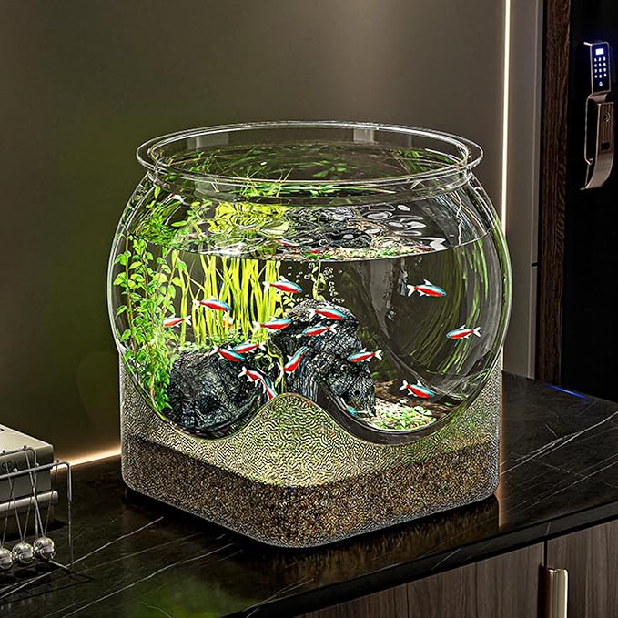 Fish Bowl Vase – Clear Glass, Desktop Aquarium, Betta Fishing Tank | Versatile Fissh Bowl for Betta Fish, Turtles, Flower Vase Centerpiece | Elegant Home Decoration for Living Room, Office, Bedroom