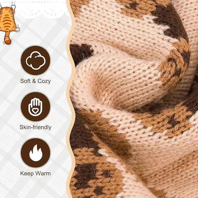 EXPAWLORER Cat Sweater Cardigan - Stylish Knit Cat Clothes, Soft Puppy Sweater with Sleeve, Cute Warm Pet Clothing Knitwear, Fall Winter Kitten Coat for Girl Boy Cats, Bear Large