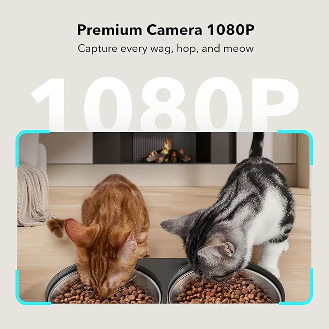 PETLIBRO Automatic Cat Feeder with Camera for Two Cats,1080P HD Video with Night Vision,5G WiFi Pet Feeder-with 2-Way Audio for Cat&Dog,Low Food&Motion-&Sound Alerts,Dual Tray,Black 5L,(Pack of 4)