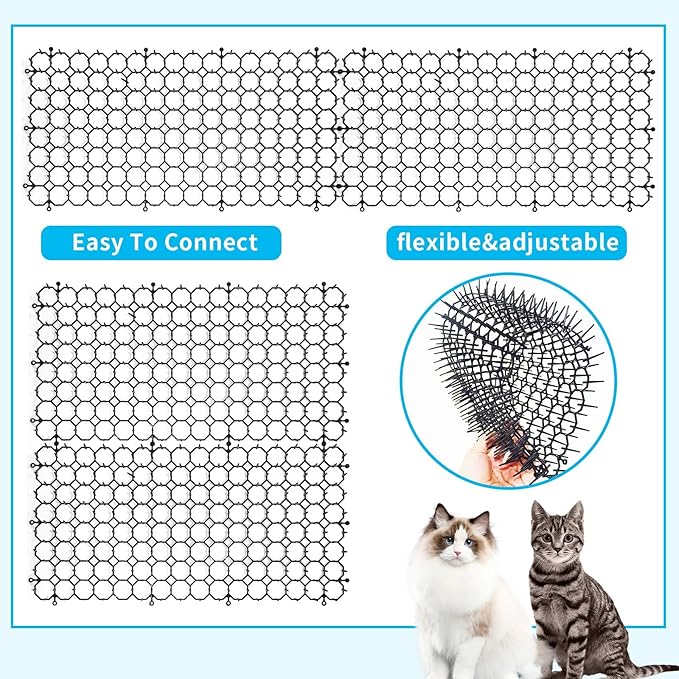16 Pack 16 x 8 Inch Cat Scat Mat with Spikes, Scat Mat for Cats Cat Deterrent Mat Digging Stopper Repellent Spike Mat