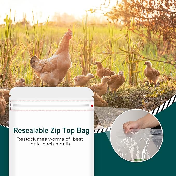24LBS Non-GMO Dried Mealworms, 100% Natural Large Size No Moisture, Mealworms for Chickens, Birds, Hedgehog, Hamster, Fish, Reptile, Turtles (24LB)