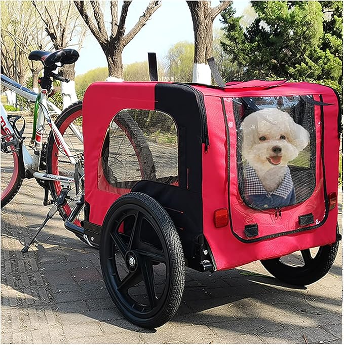 2-in-1 Dog Bike Trailer & Pet Carrier with Quick-Release Wheels, Foldable Steel Frame & Non-Slip Floor, 88 lbs Capacity for Medium/Small Dogs, Compatible with 20"-29" Bicycles
