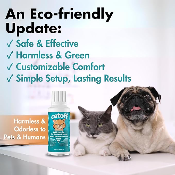 CatOFF Refill Compatible with SSSCAT Indoor Cat Deterrent Spray System, Made in USA, 3.89 oz / 115 ml