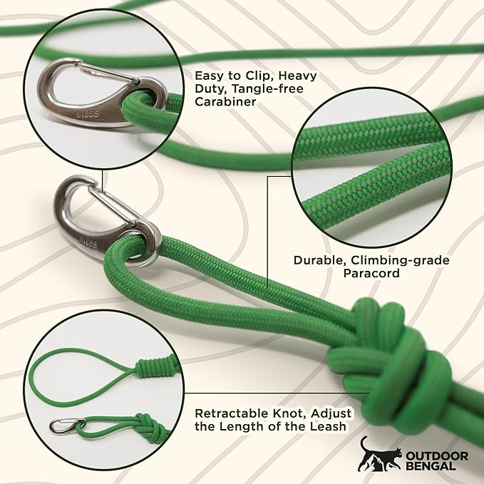 Long Rope Leash for Small Dogs, Cats & Puppies – Heavy Duty, Tangle-Free Lead for Walking, Training & Outdoor Play – Durable Nylon Pet Leash (Black, 14FT)