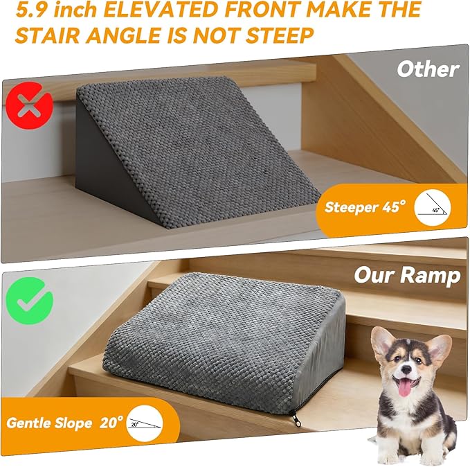 6-Pack Dog Ramp for Stairs, 40D Dog Stairs for Small Dogs with Gentle Slope, Pet Steps for Staircase Stairs, Steps and Stairs Assist for Injured & Aged Pets with Self-Sticky Pads to Fix