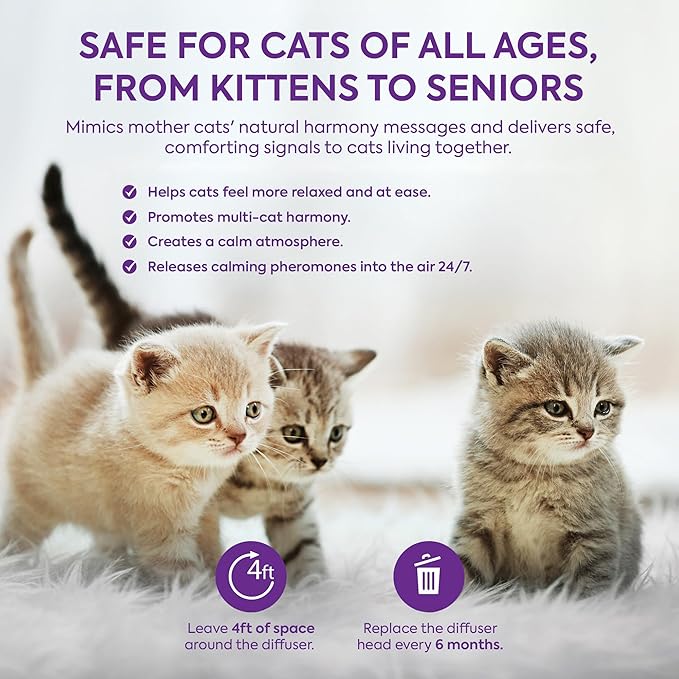 TopSum Cat Pheromones Calming Diffuser: 1 Diffuser & 3 Refills Top Value Kit Cat Calming Diffuser – Helps Reduce Scratching Peeing Meowing Hiding Urine Marking Aggression