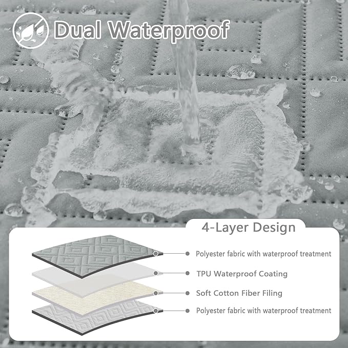 hyha Waterproof Dog Blanket, Soft Pet Bed Blankets, Waterproof Sofa Couch Cover for Dogs Washable, Reversible Pet Couch Covers for Sofa Furniture (30x80 Inch, Grey/Light Grey)