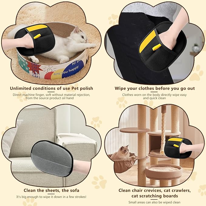 Magic Brush Pet Hair, Pet Hair Remover Gloves for Cats & Dogs, Newly Upgraded Reusable Electrostatic Pet Hair Remover Glove, for Couch Furniture, Carpet, Curtain