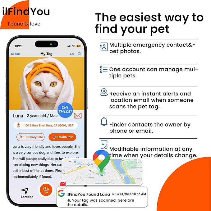 Silicone Cat Tags Personalized Small for Pet Collars, QR Code Cat Name Tags, Scan Location Alerts, Rose Red S