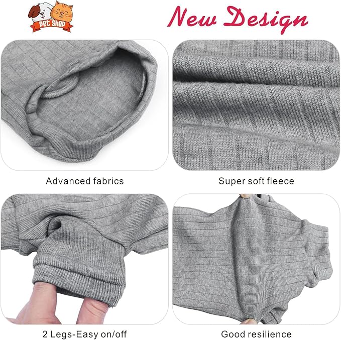 Idepet Sphynx Hairless Cats Sweater Shirt Kitten Soft Puppy Clothes Pullover Cute Cat Pajamas Jumpsuit Cotton Apparel Pet Winter Turtleneck for Cats and Teacup Chihuahua Small Dogs(Gray,XXL)
