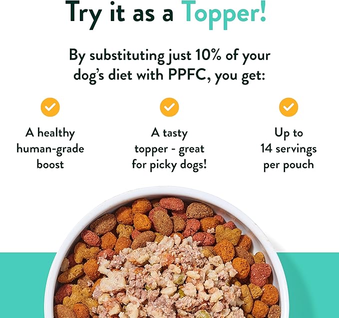 Portland Pet Food Company Fresh Dog Food Pouches - Human-Grade Toppers Wet Pet Meal & Mixers - Small & Large Breed Puppy & Senior Dogs - Gluten-Free, Limited Ingredient Salmon & Beef - 8 Pack Variety