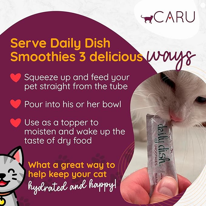Caru - Daily Dish Smoothies - Lickable Tuna Cat Treat - 4 Pouches Per Pack - Pack of 6
