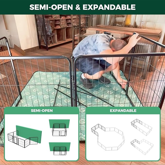 FXW Homeplus Unleashed Indoor Dog Playpen - Stress-Free and Safe Play, Heavy Duty 24 Inch 24 Panels Dog Pen for Puppy and Small Dogs, Black│Patented