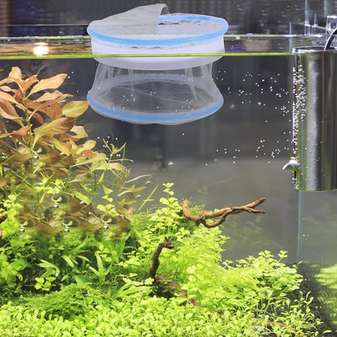 Angoily Aquarium Breeding Box and Floating Hatchery Net, Nylon Mesh Small Pet Breeder Chamber for Guppies Betta and Shrimp, Isolation Tank for Fish Nursery and Spawning