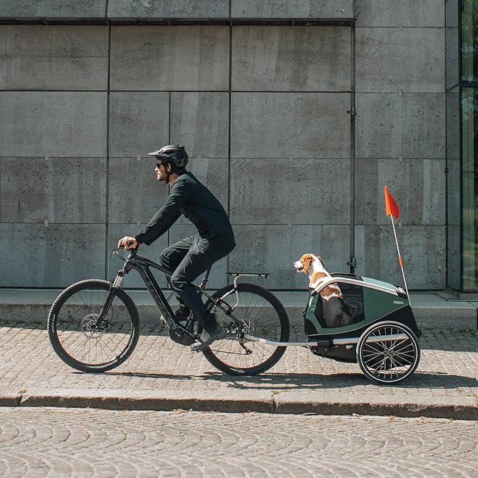Thule Bexey pet Bike Trailer - Carrier for Small & Large Sized Dogs - Foldable Design - Easy to Connect to Bike - Padded Interior - Converts into Travel Crate - Durable Materials
