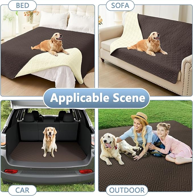 hyha Waterproof Dog Blanket, Soft Dog Bed Cover Pet Blankets, Waterproof Sofa Couch Cover for Dogs Washable, Reversible Pet Couch Covers for Sofa Furniture (40x70 Inch, Chocolate/Beige)