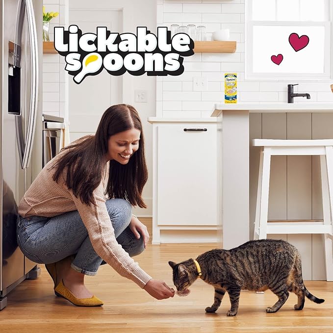 Temptations Lickable Spoons, Soft Lickable Cat Treats, Adult Wet Cat Treats, Tasty Chicken and Savory Salmon Flavor, 4 Spoons, Pack of 12 (48 Total)