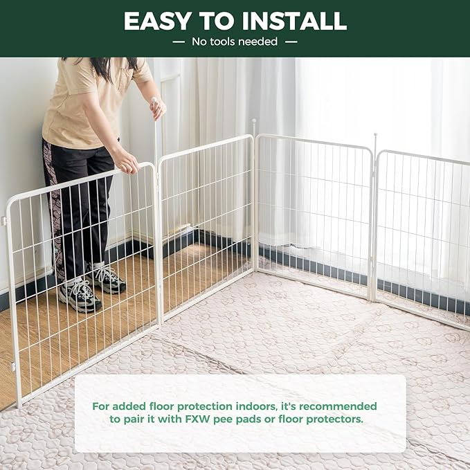 FXW Rollick Unleashed Dog Playpen for Indoor, Yard, RV Camping, 32 inch 48 Panels for Small and Medium Dogs, White│Patented