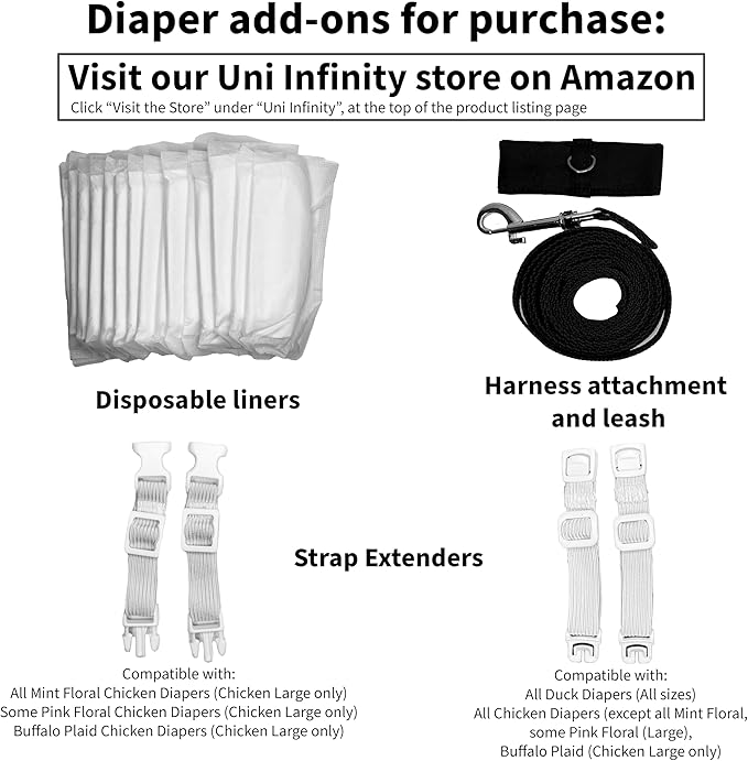 Chicken Diapers Duck Diaper Diaperalls for Hens, Roosters, Ducks, Ducklings - Reusable, Adjustable by Uni Infinity (Stars USA, Chicken Large, 1, Count)