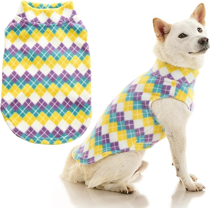 Gooby - Stretch Fleece Vest, Pullover Fleece Vest Jacket Sweater for Dogs, Argyle Blue, X-Large
