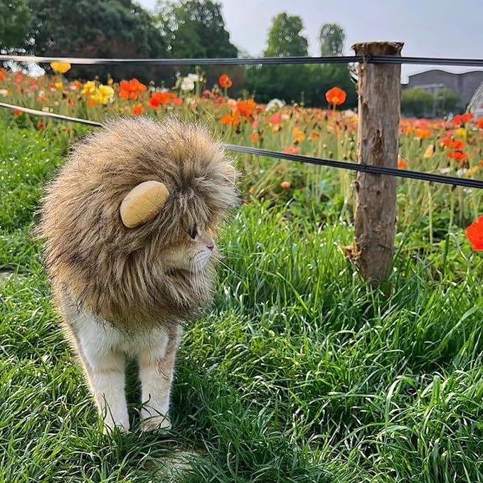 Lion Mane Wig for Cats,Pet Halloween Costume Cat Lion Mane Wig,Adjustable Washable,Lion Mane Wig for Cat Costume Pet (Large)