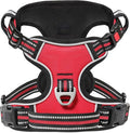 Timos Dog Harness Small Sized, No Pull with Neck Lockable Snap,No Choke Front Clip Dog Reflective Harness,Adjustable Metal Rings 3 Buckles,Easy Control Handle for Small Dogs Red S