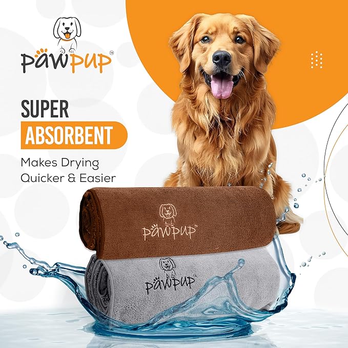 Dog Towels for Drying Dogs Super Absorbent Microfiber Pet Grooming Towel for Dogs, Cats and Other Pets (40 x 24 Inches, Brown and Grey)