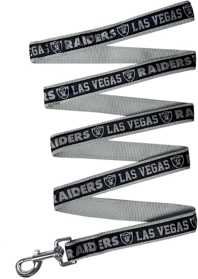 NFL PET Las Vegas Raiders Dog Leash, Small Football Team Leash for Dogs & Cats - Shiny & Colorful, Licensed by The NFL