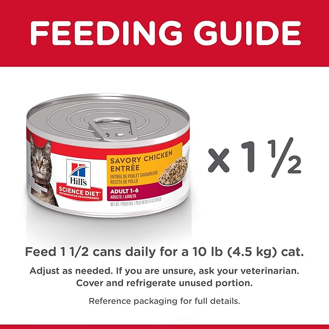 Hill's Science Diet Adult 1-6, Adult 1-6 Premium Nutrition, Wet Cat Food, Chicken Minced, 5 oz Can, Case of 24