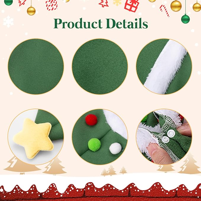 Cat Christmas Cape, Dog Soft Thick Xmas Cloak with Velvet Stars Hat, Pets Christmas Costume Dogs Cats Santa Claus Outfits for Goose Rabbit, L