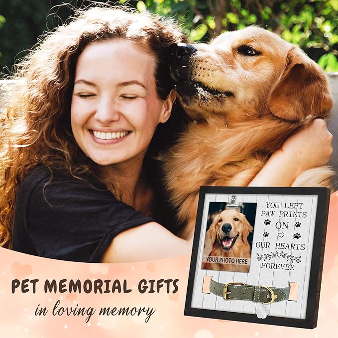 Pet Loss Gift for Loss of Dog, Memorial Sympathy Gifts Pet Memorial Frame, Cat Memorial Gift, You Left paw Prints