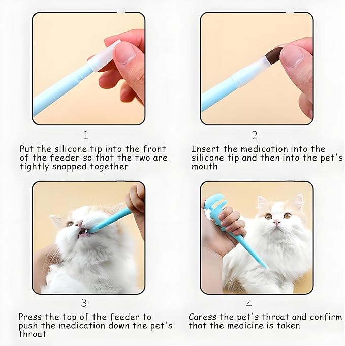 Cat Pill Shooter, Pet Pill Dispenser with 2 Silicone Tips, Medicine Pill Pusher for Cats, Puppies and Small Animals