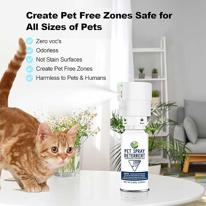Cat Spray Deterrent System [2 Pack] Pet Deterrent Device Refill 6 Pack White