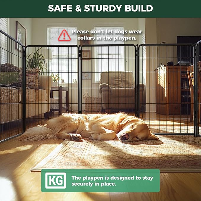 FXW Homeplus Unleashed Indoor Dog Playpen - Stress-Free and Safe Play, Heavy Duty 45 Inch 16 Panels Dog Pen for Large Dogs, Black│Patented
