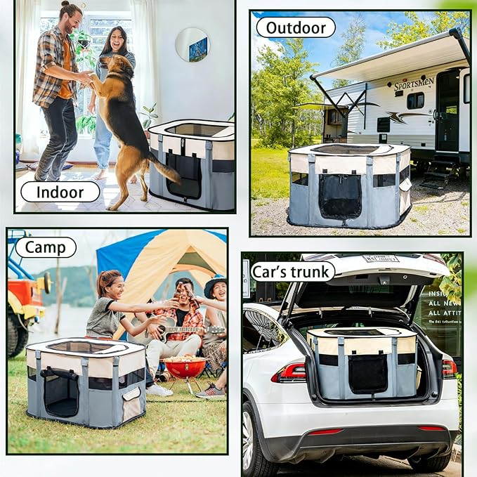 Dog Playpen,Pet Playpen,Foldable Puppy Cat Playpen, Dog Playpen for Indoor Dogs Enclosed, Indoor Outdoor Travel Camping Use, Dog Kennel Tent Crate for Rabbit Small Animals with Carrying Case