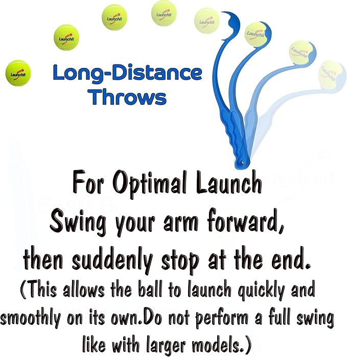 Dog Ball Launcher, Tennis Ball Thrower, Compact Design 13.8" Stick with Medium 2.5" Ball (Blue)