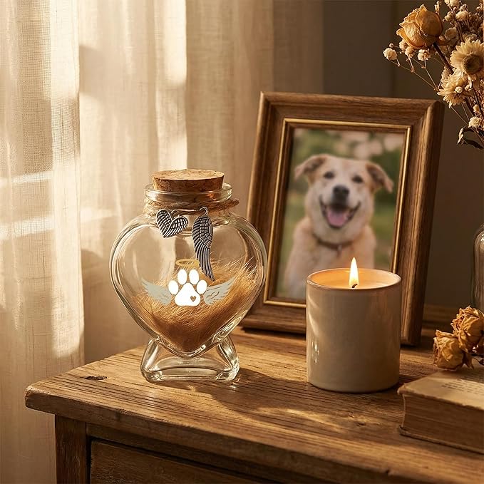 Loss of Dog Cat Pet Sympathy Gift, Memorial Bottle for Pet Hair, Pet Fur Keepsake, Memorial Urn, Pet Memorial Dream Catcher Keychain and Dog Hair Keepsake, Dog Memory Memorial Keepsake (Dreamcatcher)