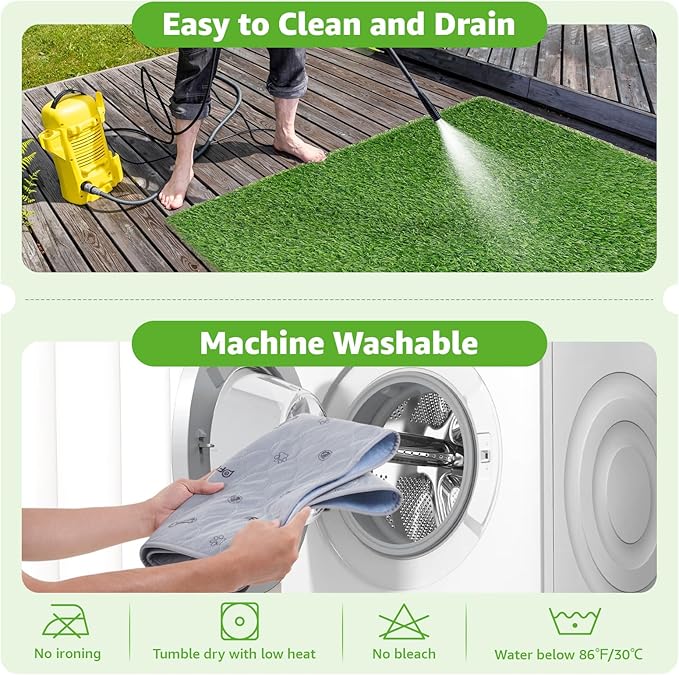 Dog Grass Mat with Pee Pad, Artificial Indoor Turf Grass Potty Training Pads for Dogs Tray Doggies Washable Reusable Puppy Pads Leakproof Pee on Outdoor Patio Balcony Apartment(39x31.49'')