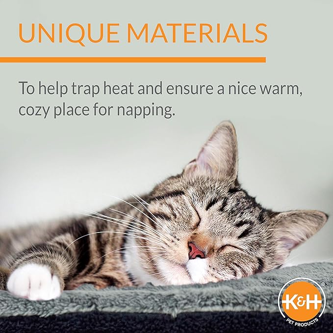 K&H Pet Products Self-Warming Cat Bed Pad,Self Heating Pad for Outdoor Cat Houses,Warming Mat for Indoor Pet Beds&Furniture,Reversible Blanket,Machine Washable-Small 21 X 17in Gray/Black,(Pack of 6)