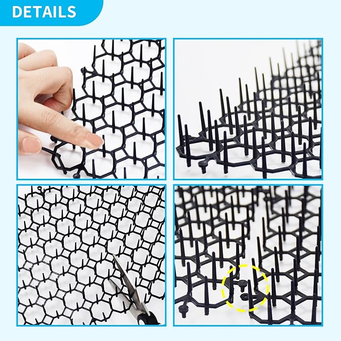 16 x 13 Inch Cat Scat Mat with Spikes, Scat Mat for Cats Cat Deterrent Mat Digging Stopper Repellent Spike Mat(10 Pack)