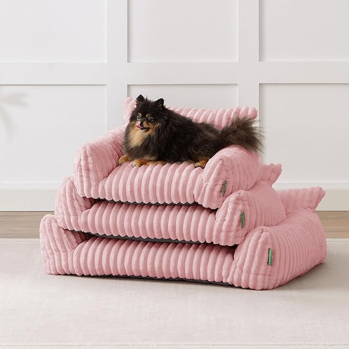 Cute Couch Bed for Pets, Supportive Cat Sofa for Indoor Cats, Small Dog Sofa Bed for Small Dogs, Pink, 24 inches